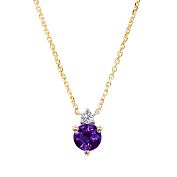 Amethyst and Diamond Duo Necklace in 9ct Gold