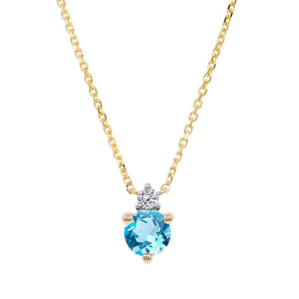 Sky Blue Topaz and Diamond Duo Necklace in 9ct Gold