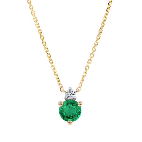 Natural Emerald and Diamond Duo Necklace in 9ct Gold