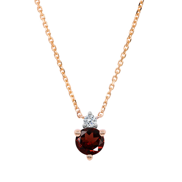 Garnet and Diamond Duo Necklace in 9ct Gold