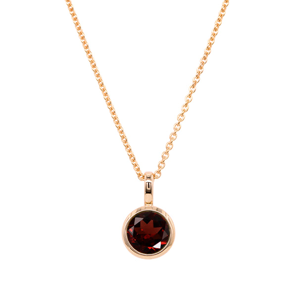 Garnet Solo Pendant in 9ct Gold