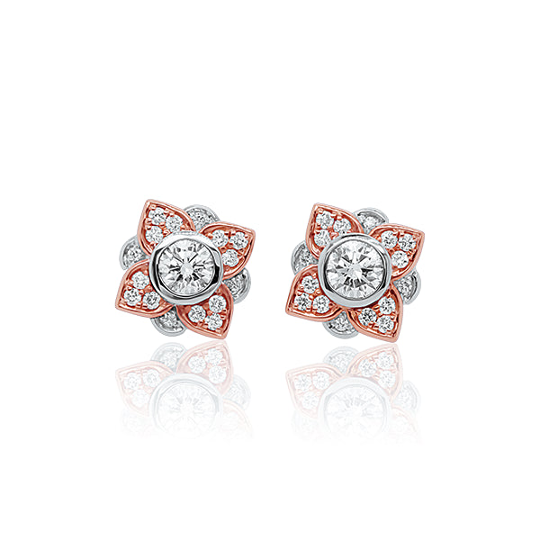 18ct Diamond Floral Stud Earrings