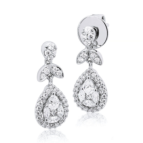 18ct 0.95ct Pear-Shaped Diamond Drop Earrings