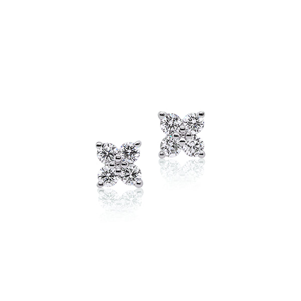 9ct 0.24ct Diamond Quatrefoil Stud Earrings