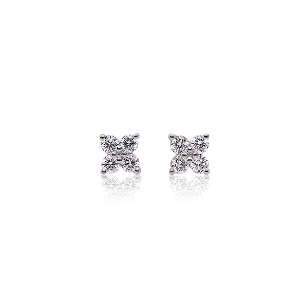 18ct 0.28ct Diamond Clover Stud Earrings