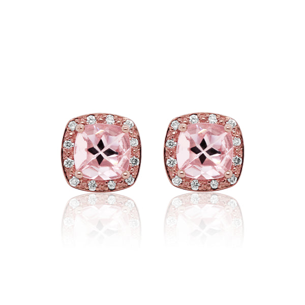 9ct Natural Morganite & Diamond Earrings