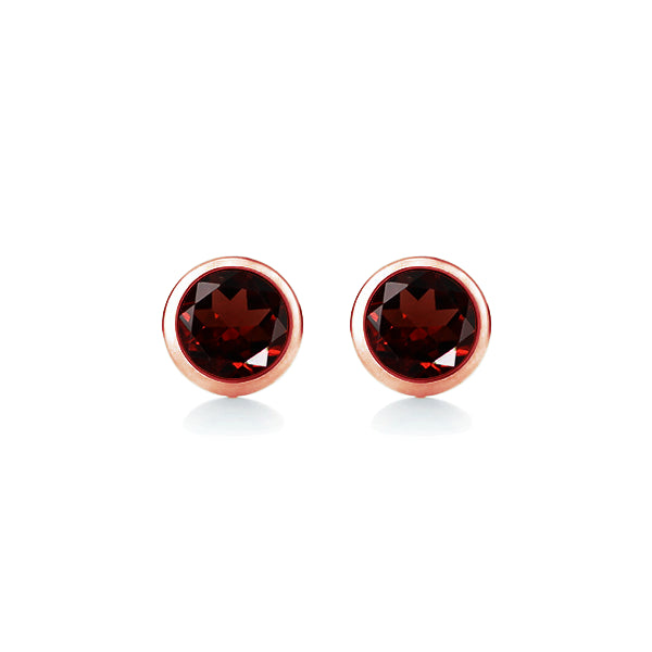 Natural Garnet Solo Earrings in 9ct Rose Gold
