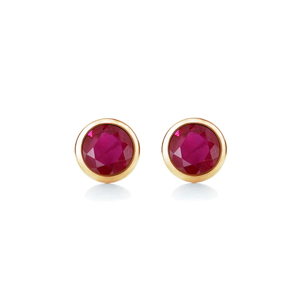 Natural Ruby Solo Earrings in 9ct Gold
