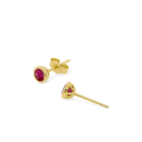 Natural Ruby Solo Earrings in 9ct Gold