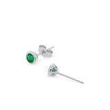 Natural Emerald Solo Earrings in 9ct White Gold