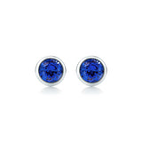 Natural Ceylon Blue Sapphire Solo Earrings in 9ct White Gold