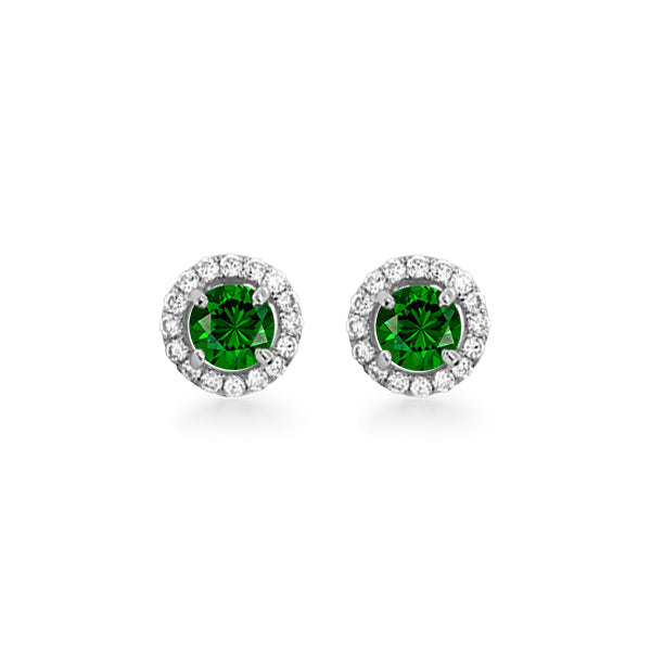 18ct Natural Tsavorite Garnet & Diamond Earrings