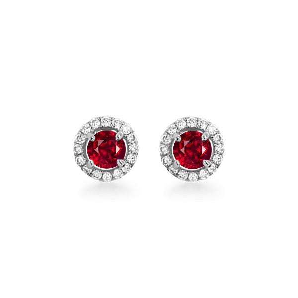 18ct Red Spinel & Diamond Stud Earrings