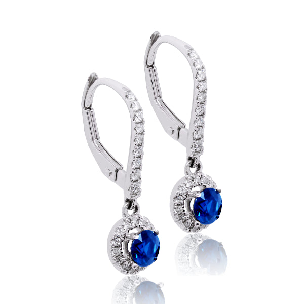 18ct Australian Blue Natural Sapphire & Diamond Drop Earrings