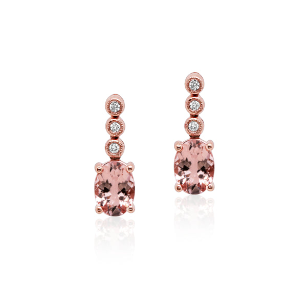 9ct Morganite & Diamond Earrings
