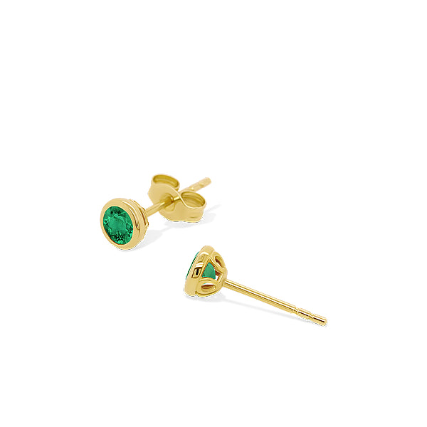 Natural Emerald Solo Earrings in 9ct Gold