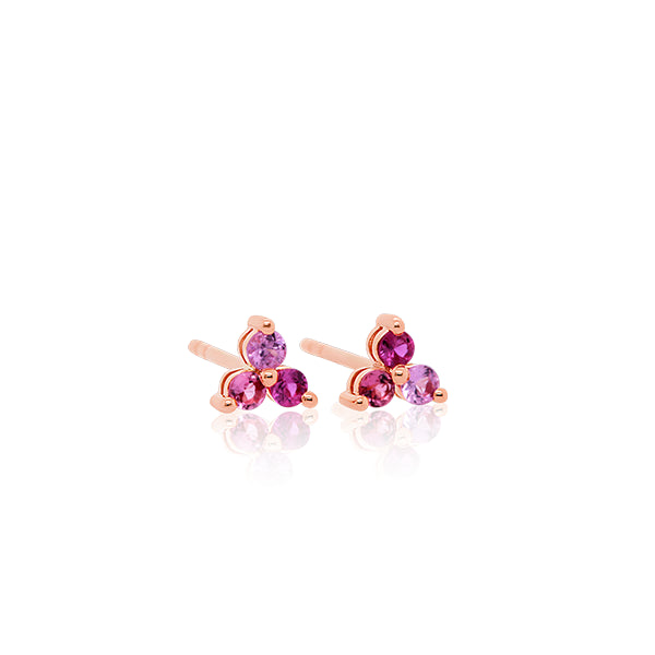 9ct Shades of Pink Sapphire & Tourmaline Stud Earrings