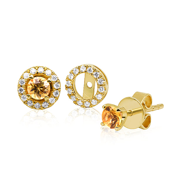 9ct Yellow Sapphire Stud & Diamond Halo Jacket Set