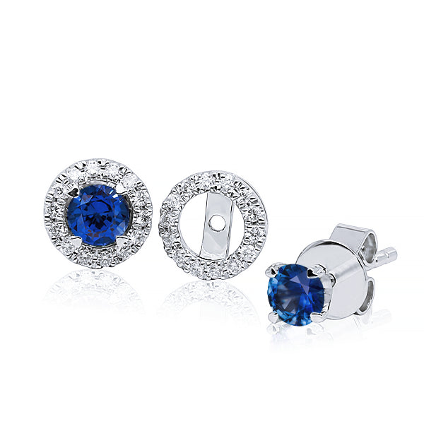 9ct Natural Sapphire Stud & Diamond Halo Jacket Set