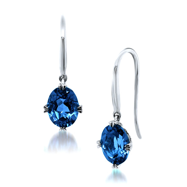 9ct/W Oval Natural London-blue Topaz Drop Earrings