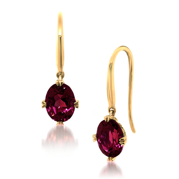 9ct/Y Oval Natural Garnet Drop Earrings