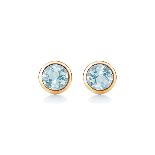Aquamarine Solo Earrings in 9ct Gold