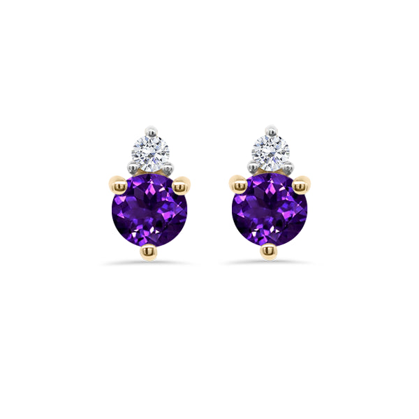 Amethyst and Diamond Duo Earrings in 9ct Gold
