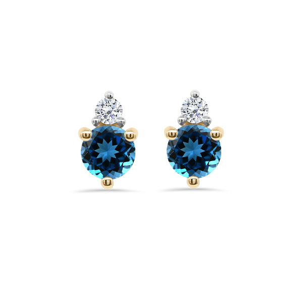 London Blue Topaz and Diamond Duo Earrings in 9ct Gold