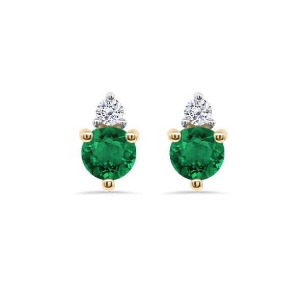 Natural Emerald and Diamond Duo Earrings in 9ct Gold