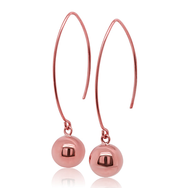 9ct Rose Gold 10mm Polished Sphere Drop Earrings