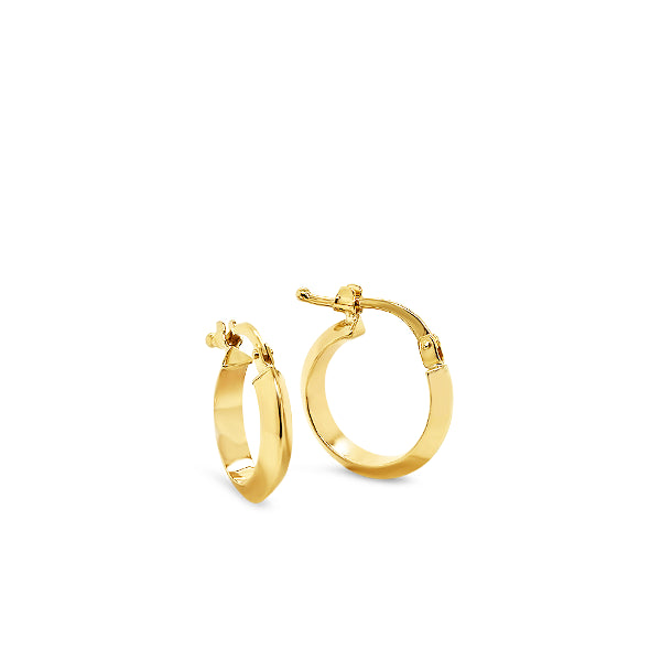 Small Round Knife-Edge Hoop Earring in 9ct Gold