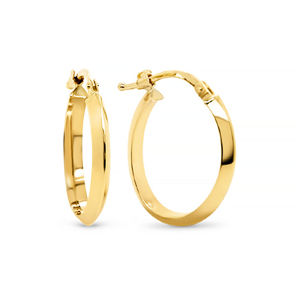 Large Oval Knife-Edge Hoop Earring in 9ct Gold