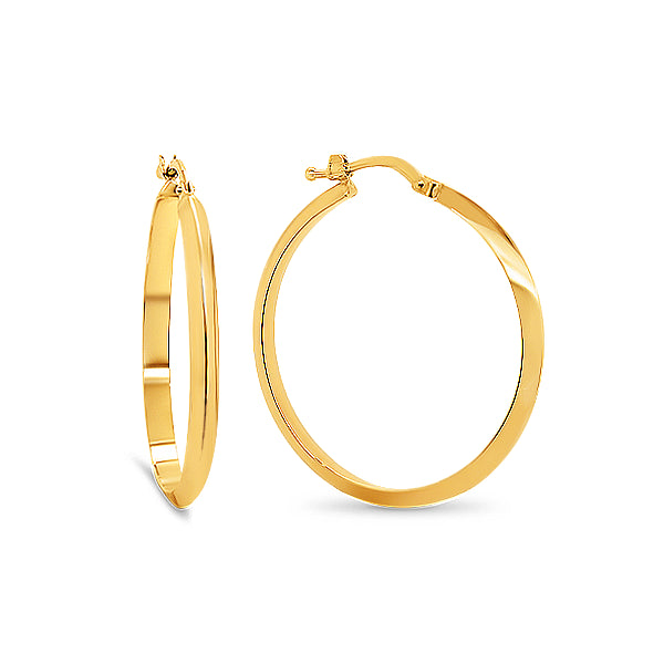 Large Round Knife-Edge Hoop Earring in 9ct Gold