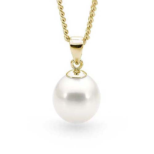 IKECHO 9ct-Y White Drop Pearl Pendant