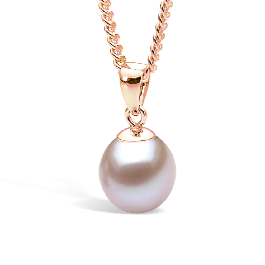 IKECHO 9ct-R Pink 7.5-8mm Drop Pearl Pendant