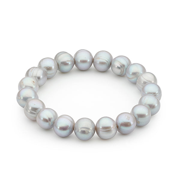 IKECHO Grey 10-11mm Off-Round Pearl Stretch-Fit Bracelet