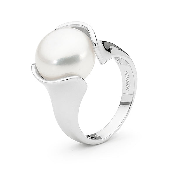 IKECHO White Freshwater Pearl The Silver Odyssey Ring