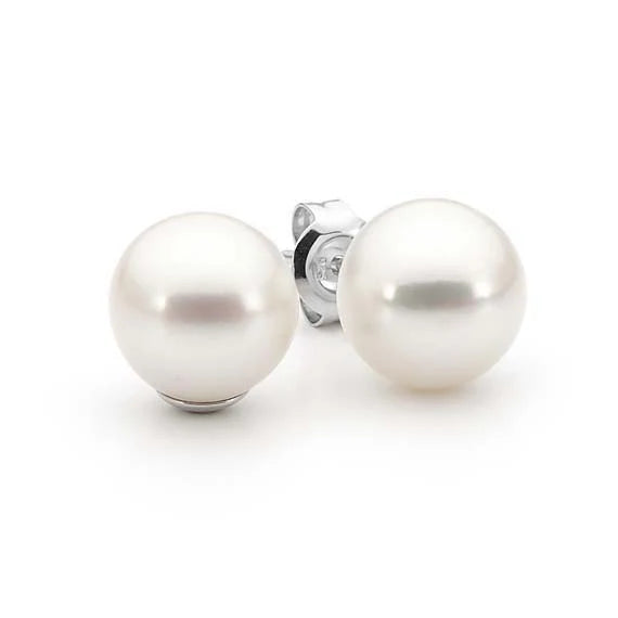 IKECHO Cosmic Moon Freshwater Pearl Studs in 9ct Gold