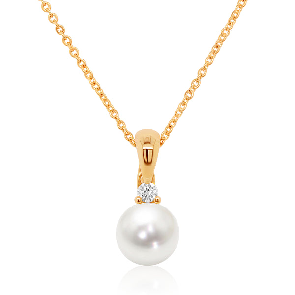9ct South Sea Pearl & Diamond Solitaire Pendant