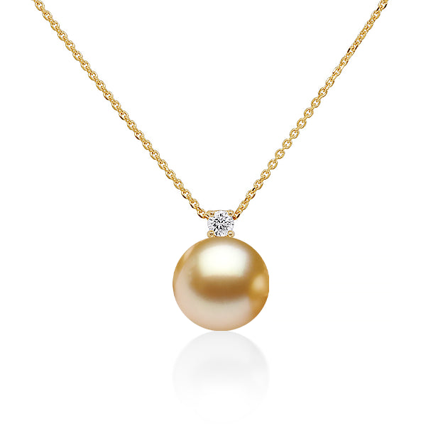 Golden South Sea Pearl & Diamond Slider Necklace