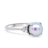 Blue Akoya Pearl & Diamond Ring in White Gold