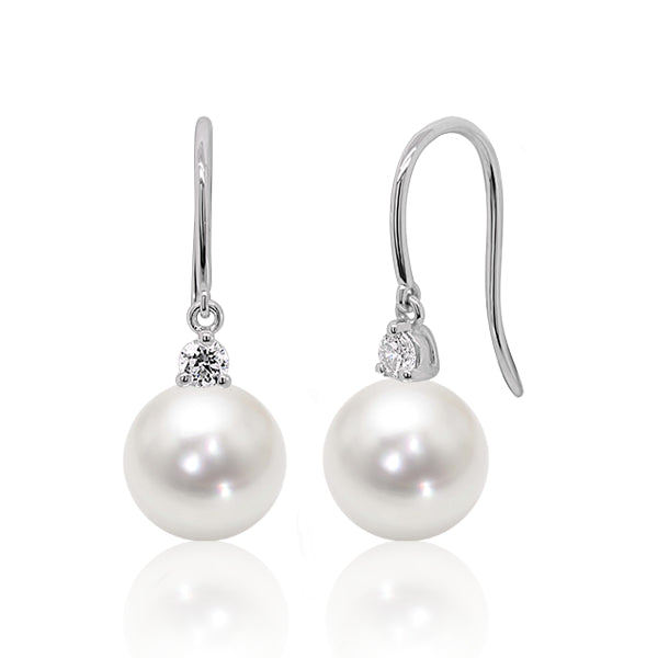 9ct South Sea Pearl & Diamond Earrings
