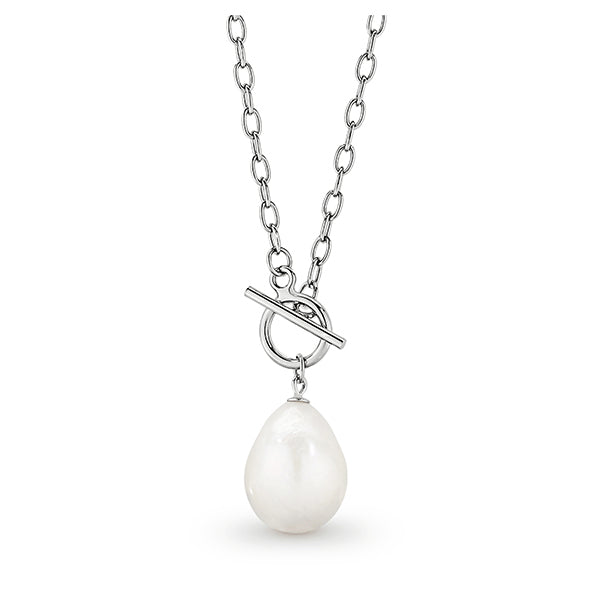 IKECHO Freshwater Pearl Silver Lock and Key Necklace