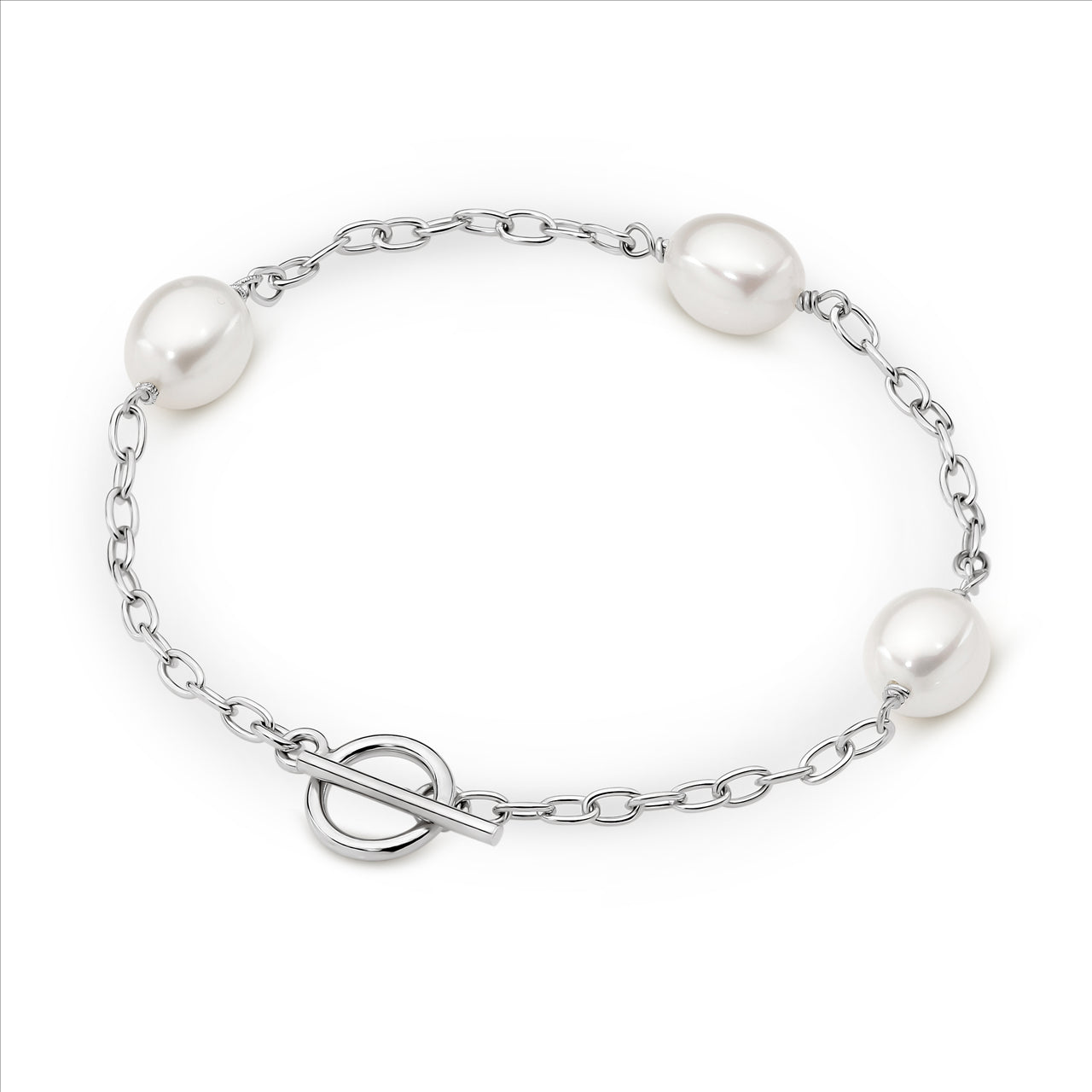 IKECHO Freshwater Pearl Silver The Lock and Key Bracelet