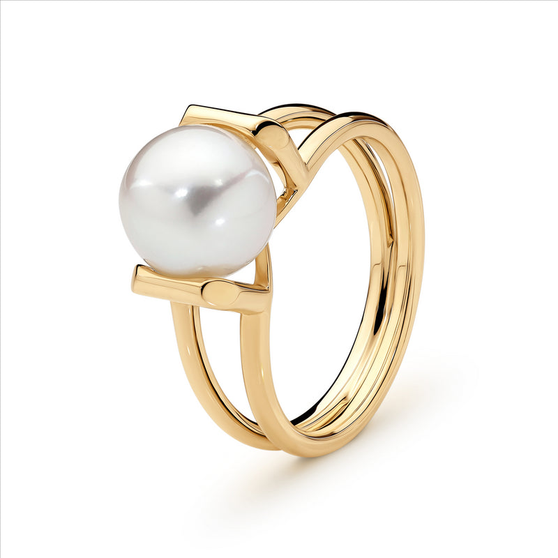 Ikecho Mabel Edison Pearl Ring in 9ct Gold