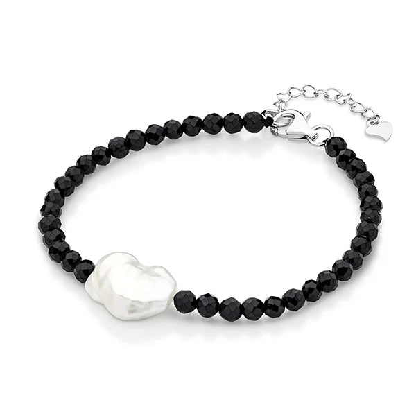Ikecho Evangeline Black Spinel and Pearl Bracelet