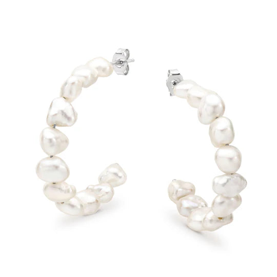 Ikecho The Emily Freshwater Pearl Hoop Earrings