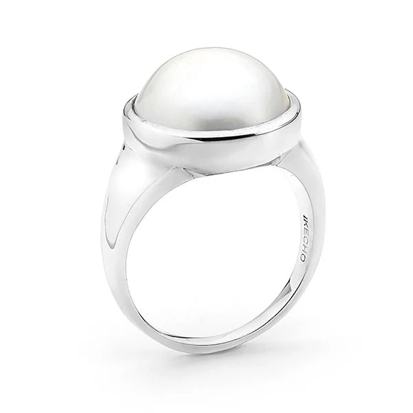 Ikecho Cosmic Silver Moon Freshwater Pearl Ring