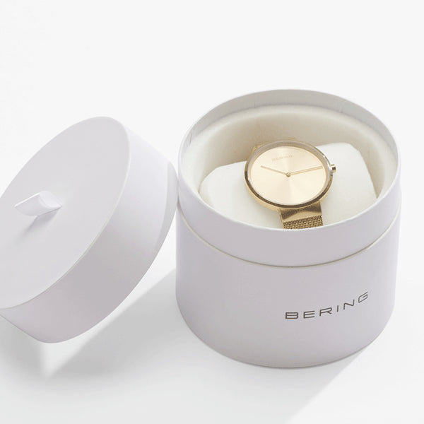 BERING 36mm Classic Rose/Brown Strap Watch