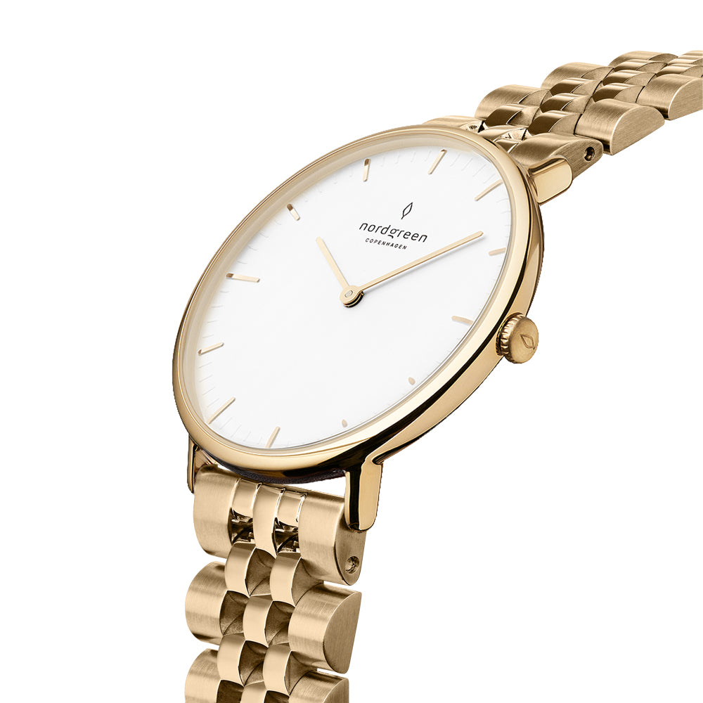 NORDGREEN Native 32mm Gold White Wristwatch